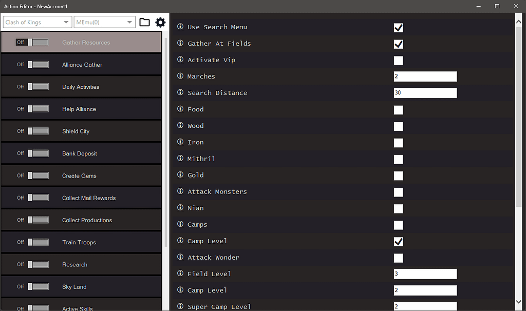 Clash Of Kings Bot Settings