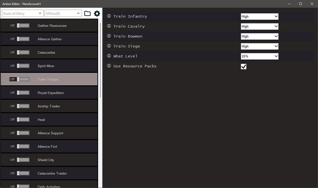 Guns of Glory Bot Settings 3