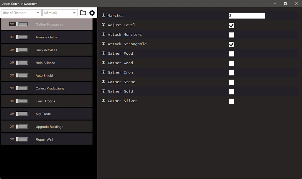 Rise of Firstborn Bot Settings