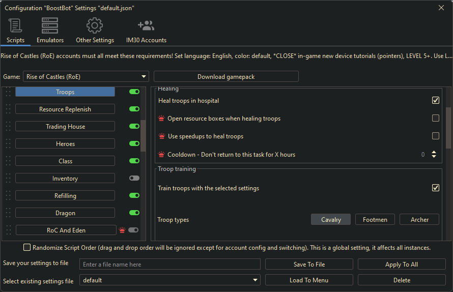 Rise Of Empires Bot Settings 5