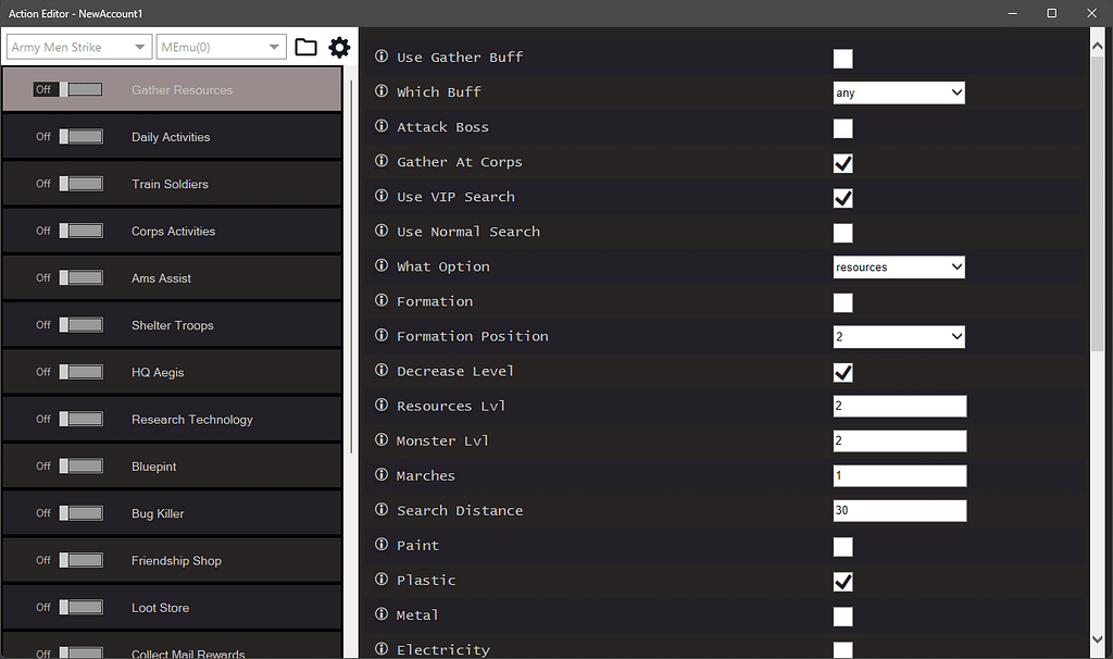Army Men Strike Bot Settings