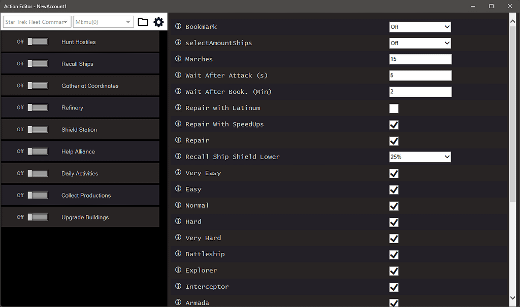 Star Trek Fleet Command Bot 3 Star Trek Fleet Command Bot Settings 1
