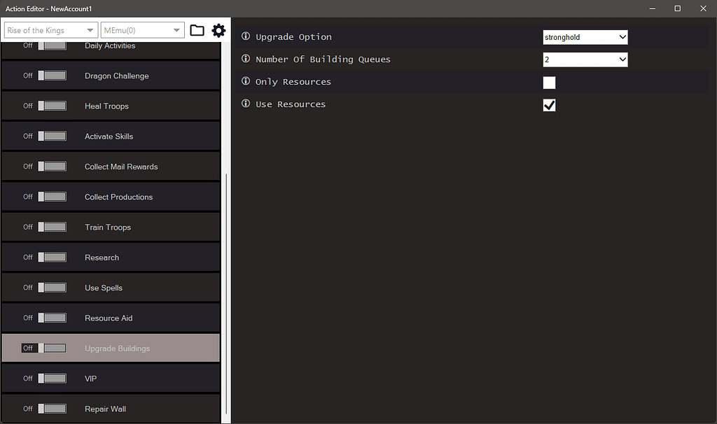 Rise Of The Kings Bot Settings 2