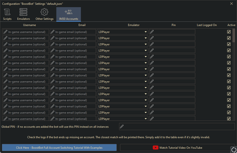 Boostbot Settings